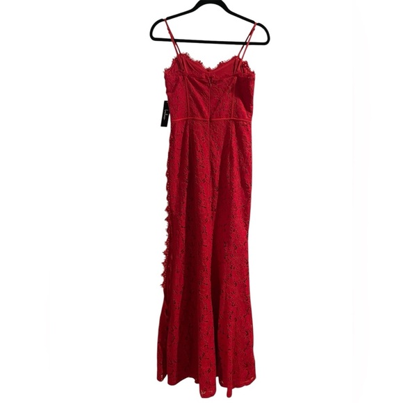Lulus Song of the Siren Red Lace Maxi Dress Sleeveless with Slit Size Small NWT - Picture 8 of 10